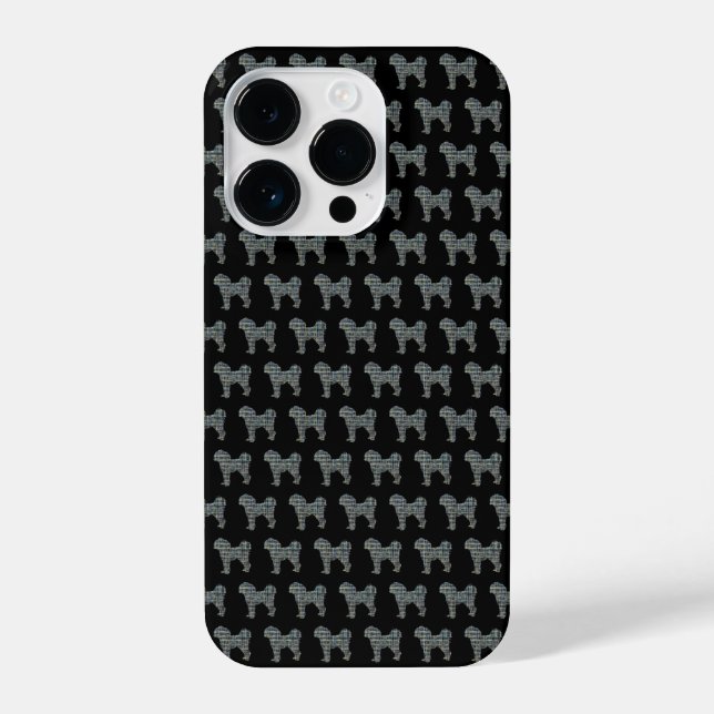 Funda Para iPhone Cavapoo Cute Perro Silhouette Grid Black (Reverso )