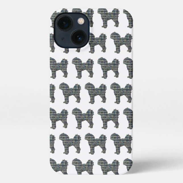 Funda Para iPhone Cavapoo Cute Perro Silhouette Grid White (Reverso )