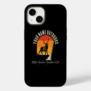 Funda Para iPhone 14 Caza ADD NOMBRE Al aire libre Ciervo Alce Campamen