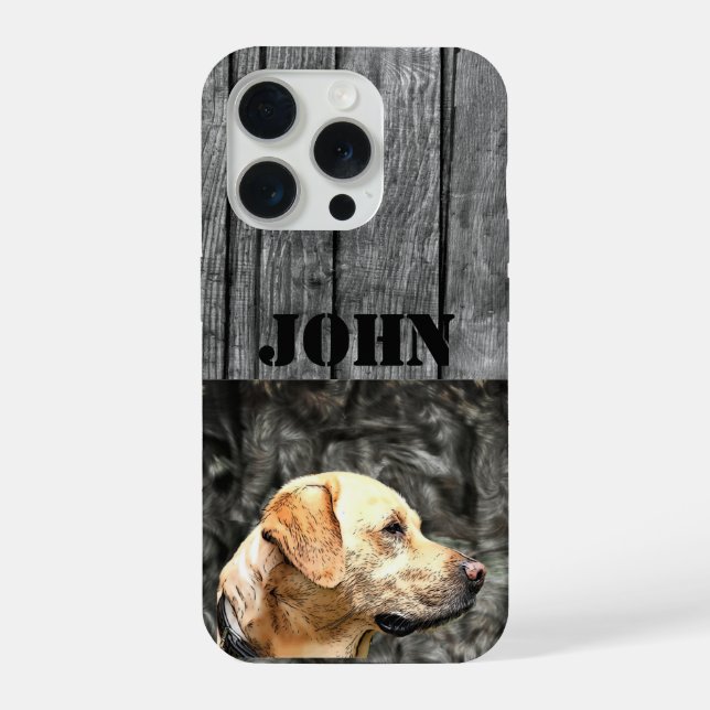 Funda Para iPhone Caza de nombres personalizados Perro Rústico Camo  (Reverso )