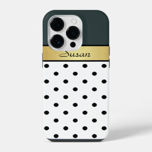 Funda Para iPhone 14 Pro Cazadores de ojos puntos verdes de polka blanca y