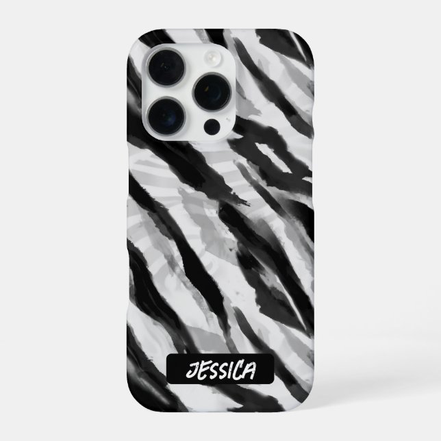 Funda Para iPhone Cebra de moda negro y blanco (Reverso)