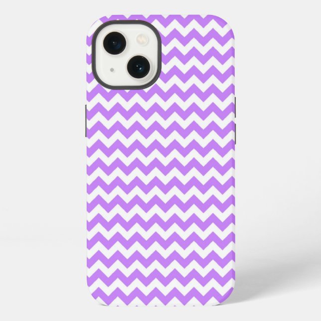 Funda Para iPhone Cebraca de zig zag blanca y morada pastel (Reverso )