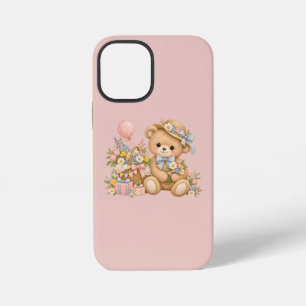 Funda Para iPhone 12 Mini Celebración de osito de peluche vintage con flores