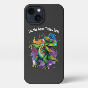 Celebrar el Mardi Gras con un dinosaurio T Rex bai