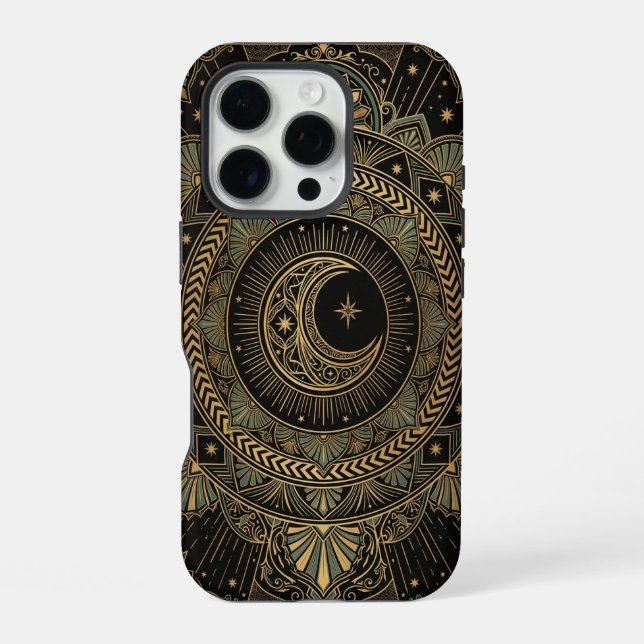 Funda Para iPhone Celestial Moon Mandala | Art iPhone 16 Pro Case (Reverso )