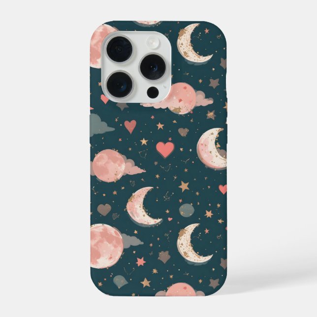 Funda Para iPhone Celestial Romance Dreamy Moon & Stars Valentine Se (Reverso )