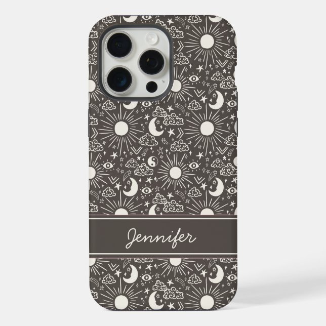 Funda Para iPhone Celestial Sun & Moon Phone Case | Custom Name (Reverso )