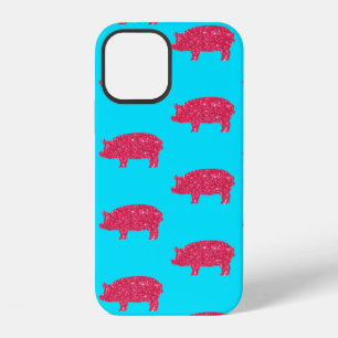 Funda Para iPhone 12 Cerdo Pig Silueta Rosa Brillo Femenino Granja
