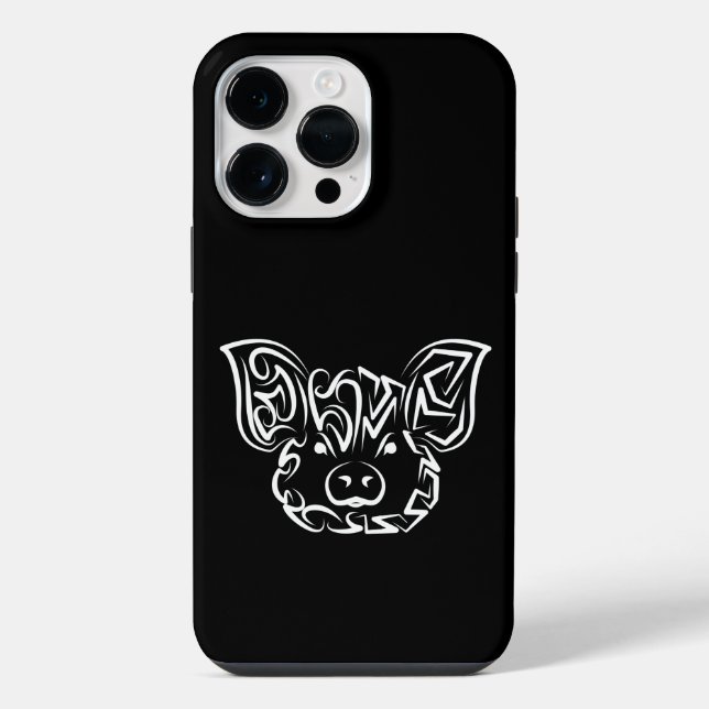 Funda Para iPhone Cerdo tribal blanco y negro (Reverso )