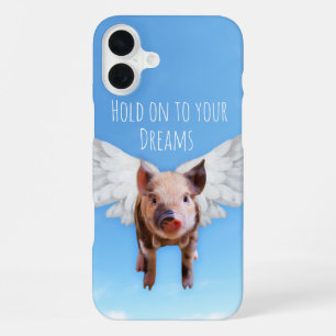 Funda Para iPhone 16 Plus Cerdos Divertidos Pueden Volar Agárrate a los Sueñ