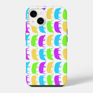 Funda Para iPhone 14 Cerdos Multicolores Amarillo Verde Púrpura Azul