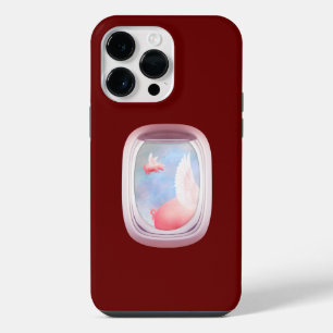 Funda Para iPhone 14 Pro Max Cerdos volando junto a la ventana del avión