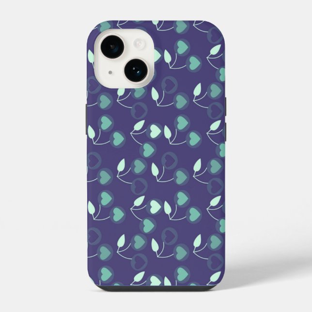 Funda Para iPhone cerezas azules del corazón (Reverso )