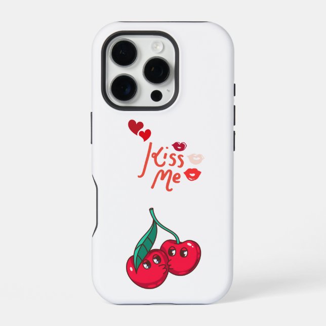 Funda Para iPhone Cerezas divertidas enamoradas. (Reverso )
