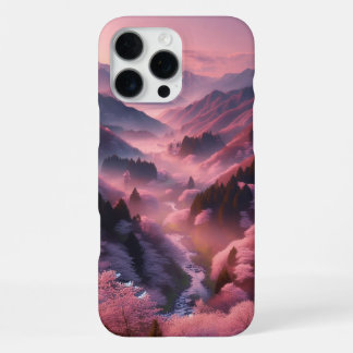Funda Para iPhone 16 Pro Max Cerezos japoneses en un bosque de montaña