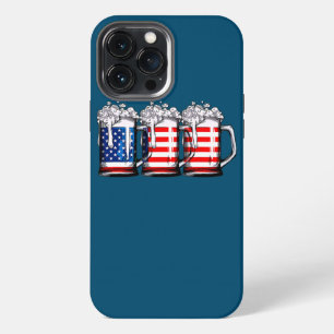 Funda Para iPhone 13 Pro Max Cerveza bandera americana 4 de julio hombres mujer