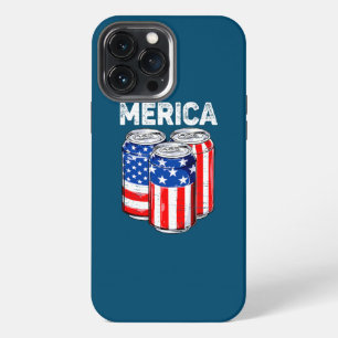 Funda Para iPhone 13 Pro Max Cerveza Divertida Bandera Americana USA 4 De Julio