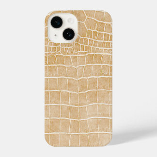 Funda Para iPhone 14 Champán Faux Crocodile Leather