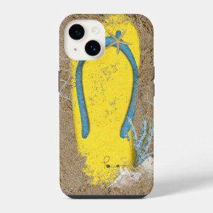 Funda Para iPhone 14 Chancla amarilla en arena