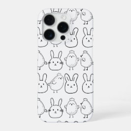 FUNDA PARA iPhone 16 PRO CHARMING BUNNIES AND CHICKS ILLUSTRATION  