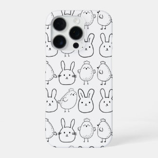 FUNDA PARA iPhone 16 PRO CHARMING BUNNIES AND CHICKS ILLUSTRATION