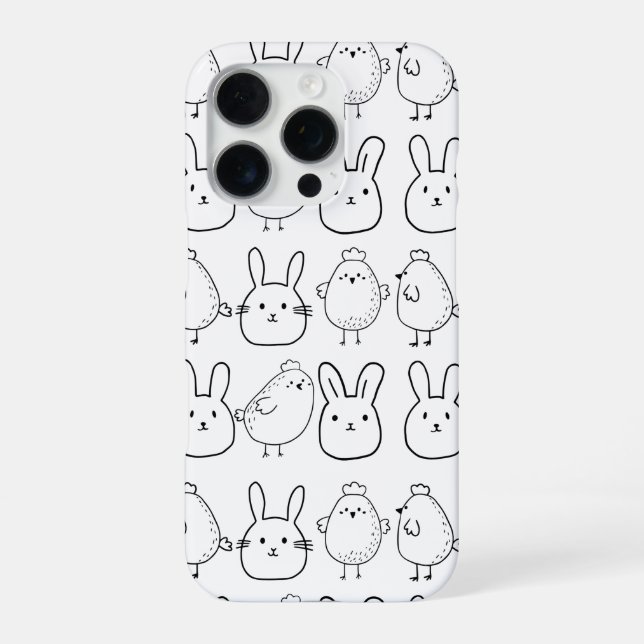 FUNDA PARA iPhone CHARMING BUNNIES AND CHICKS ILLUSTRATION   (Reverso)