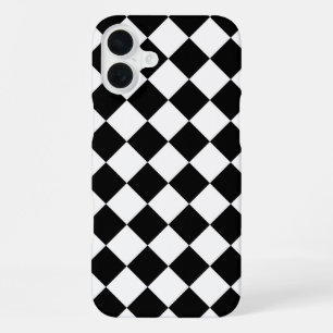 Funda Para iPhone 16 Plus Cheques de colores negro y blanco clásicos