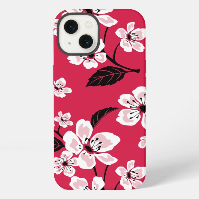 FUNDA PARA iPhone CHERRY BLOSSOM - SAKURA (ROJO) (Reverso )