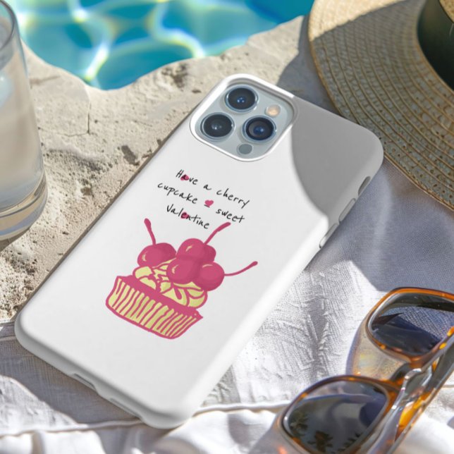 Funda Para iPhone Cherry Cupcake Valentine – Hand-Drawn Dessert (Subido por el creador)