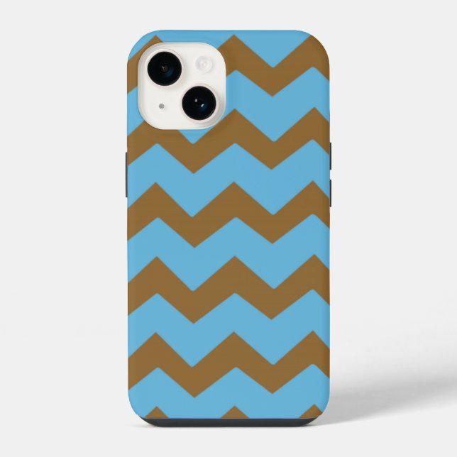 Funda Para iPhone Chevron Bold Blue Brown Pattern (Reverso )