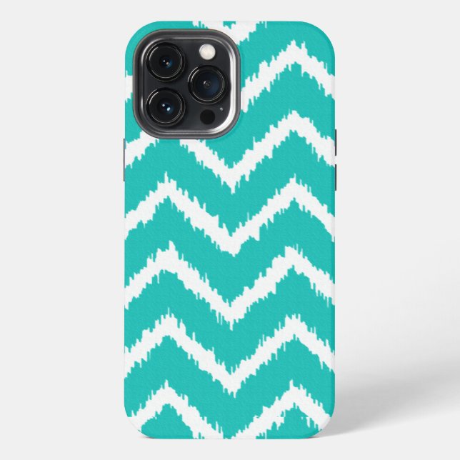 Funda Para iPhone Chevron de Ikat - Turquesa y blanco (Reverso )
