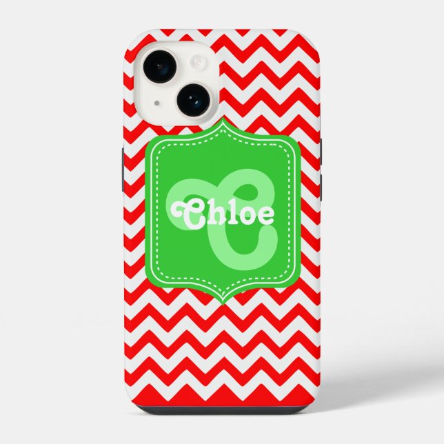Funda Para iPhone Chevron Personalizado Monogram Chloe (Reverso )