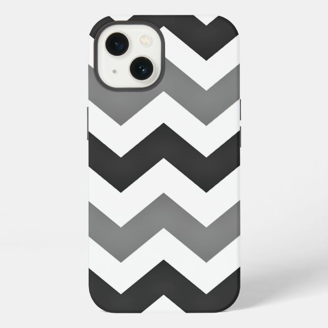 Funda Para iPhone Chevron Zigzag blanco y gris (Reverso )