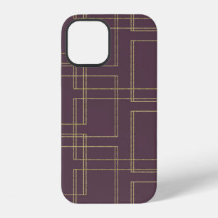 Funda Para iPhone 12 Chic Berry Mauve & Oro Geométrico Glam