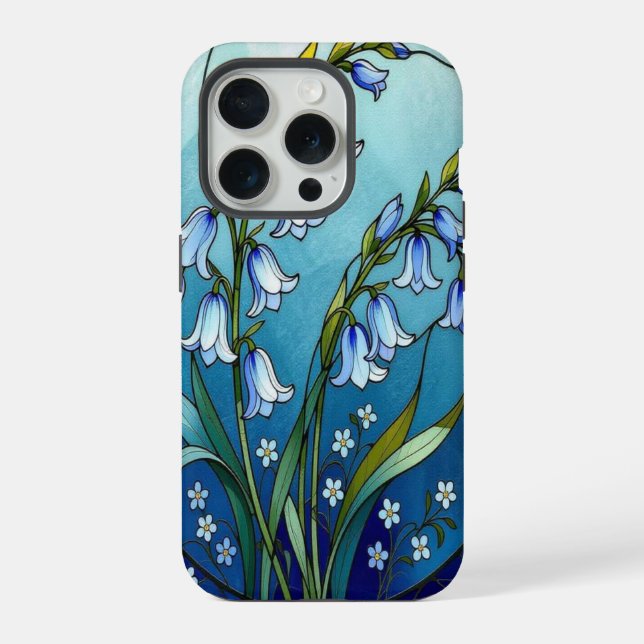 Funda Para iPhone Chic bluebells forget me not stained Glass (Reverso )
