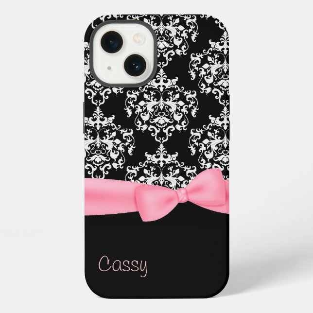 Funda Para iPhone Chic Damask negro y blanco  (Reverso )
