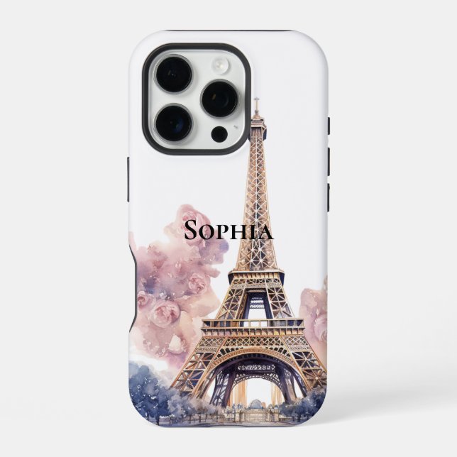 Funda Para iPhone Chic Floral París Torre Eiffel (Reverso )