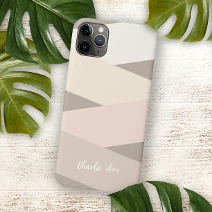 Funda Para iPhone 16 Pro Max Chic personalizado Beige Marrón claro Marfil Rayas