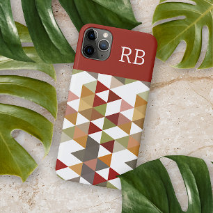 Funda Para iPhone 16 Pro Max Chic personalizado rojo oscuro verde marrón beige