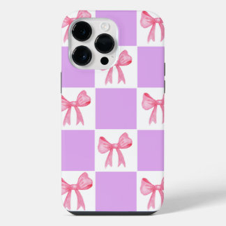 Funda Para iPhone 14 Pro Max Chic Pink Ribbon Watercolor Checkered iPhone 13 Ca