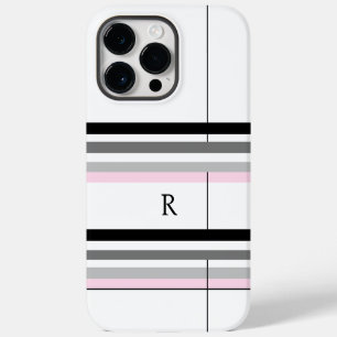 Funda Para iPhone 14 Pro Max Chic Simple Rosa Negro Gris Blanco Monograma Perso