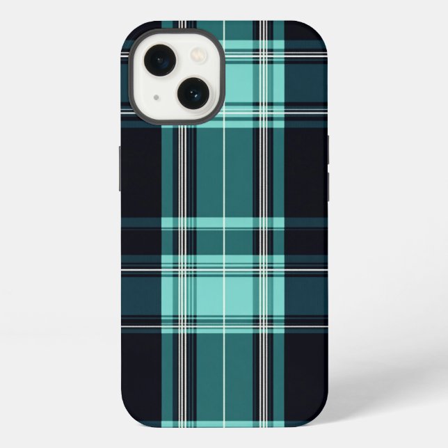 Funda Para iPhone Chic Tartán Verde Azul (Reverso )