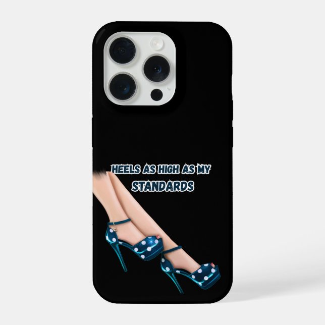Funda Para iPhone Chic Teal Polka Dot High Heels & Quote iPhone Case (Reverso )