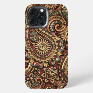 Funda Para iPhone 13 Pro Max Chic Vintage Falso Patrón de Arte Floral Paisley D