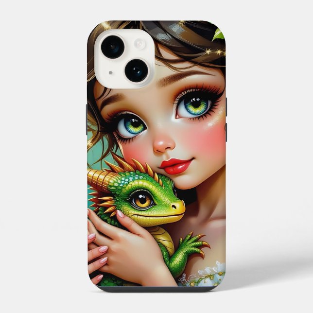 Funda Para iPhone Chica bastante de temática hada y dragón  (Reverso )