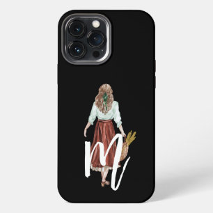 Funda Para iPhone 13 Pro Max chica Caligrafía inicial de Guay Estilo Negro