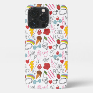 Funda Para iPhone 13 Pro Chica caprichoso y caprichoso poder Doodle retro