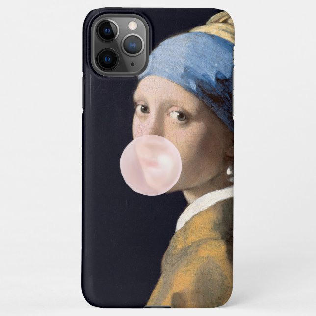 Funda Para iPhone Chica con goma de burbuja rosa que sopla la oreja  (Reverso)
