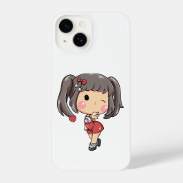 Funda Para iPhone 14 Chica de Chibi de Winking Cute